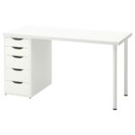 Lagkapten/Alex Desk, 140x60 cm, durable and easy to care for. Desks for home. Desks computer desks. Tables desks. Furniture. (White)