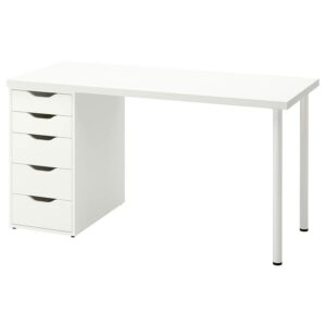 Lagkapten/Alex Desk, 140x60 cm, durable and easy to care for. Desks for home. Desks computer desks. Tables desks. Furniture. (White)