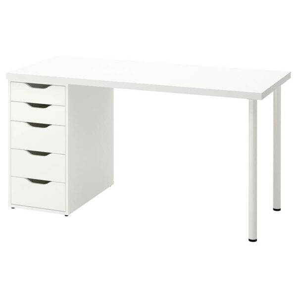 Lagkapten/Alex Desk, 140x60 cm, durable and easy to care for. Desks for home. Desks computer desks. Tables desks. Furniture. (White)