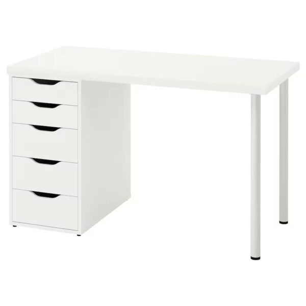 Lagkapten/Alex Desk,120x60 cm, durable and easy to care for. Desks for home. Desks computer desks. Tables desks. Environment friendly. (White)