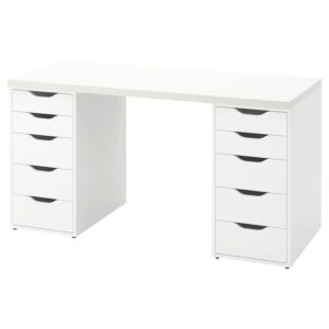 Lagkapten/Alex Desk, 140x60 cm, Durable and Easy to Care For - Home Office Furniture, Tables Desks (White)