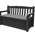 Keter Eden Bench 265L Outdoor 60% recycled Garden Furniture Storage Box Graphite Light Grey