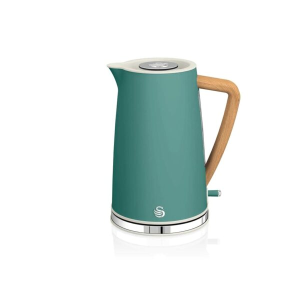 Swan Nordic Jug Kettle, 1.7 Litre, Pine Green, Rapid Boil, 3kw, SK14610GREN & Nordic 2 Slice Toaster, Green, 900W, Soft Touch and Matte Finish, 6 Browning Levels, ST14610GREN
