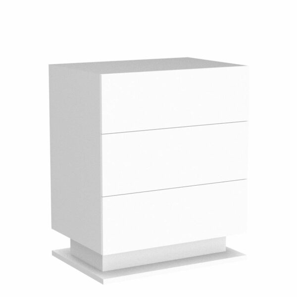 Tukailai Set of 2 Bedside Table with LED Light, 3 Drawers Bedside Cabinet White High Gloss Front Nightstand Cabinet for Bedroom Living Room
