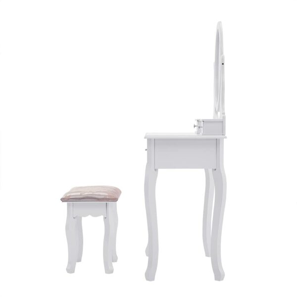 Panana Vanity Table Set with Mirror and Cusion Stool Dressing Table Makeup Table with 3 Drawers, White