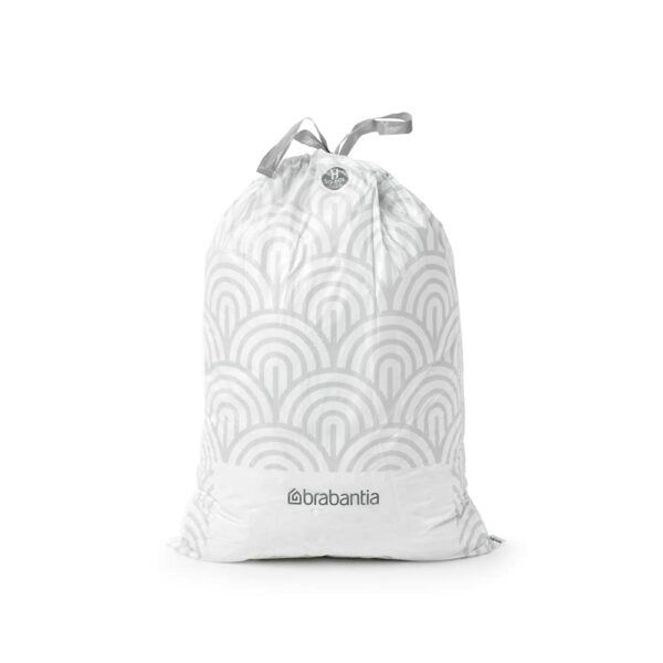 Brabantia PerfectFit Bin Liners (Size H/50-60 Litre) Thick Plastic Trash Bags with Tie Tape Drawstring Handles (40 Bags)