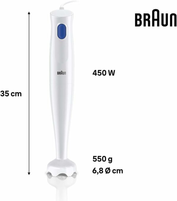 Braun MultiQuick 1 Hand Mixer MQ10.001P, Lightweight Mixer with EasyTwist Technology, One Speed, 450W, White