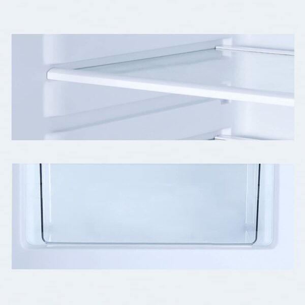 CHiQ 260L Freestanding fridge freezer low frost (54cm wide 128cm High) 70/30, 12-year compressor warranty,E 39 db, Reversible Doors dark inox