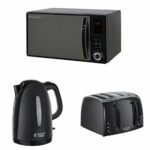 Russell Hobbs Microwave, 23 L with Textures Kettle, 1.7 L, 3000 W and Textures 4 Slice Toaster - Black
