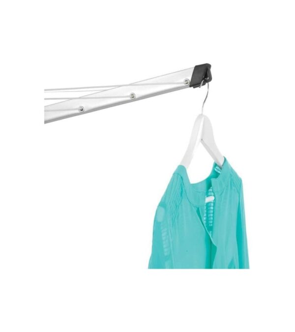Brabantia 50m Essential Rotary Washing Line (Metallic Grey) Collapsible Umbrella System, 4 Arm Outdoor Clothes Dryer + 35mm Plastic Ground Tube