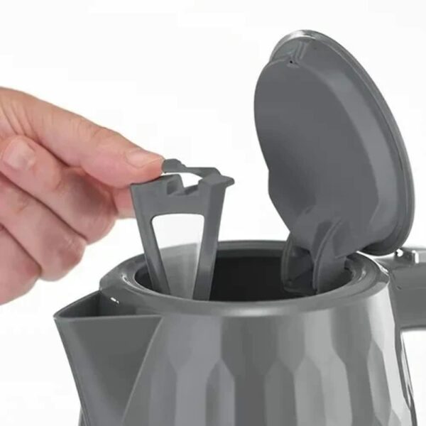 Russell Hobbs Honeycomb Electric 1.7L Cordless Kettle (Fast Boil 3KW, Grey premium plastic, matt & high gloss finish, Removable washable anti-scale filter, Push button lid, Perfect pour spout) 26053