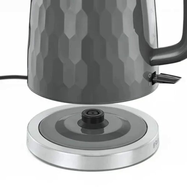 Russell Hobbs Honeycomb Electric 1.7L Cordless Kettle (Fast Boil 3KW, Grey premium plastic, matt & high gloss finish, Removable washable anti-scale filter, Push button lid, Perfect pour spout) 26053