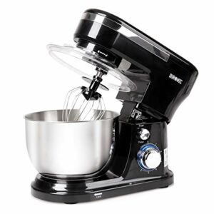 Duronic Electric Stand Mixer SM104, Kitchen Mixers, 6 Speed + Pulse Function, 1000W, 4 Litre Mixing Bowl with Splash Guard, Includes Beater, Whisk & Dough Hook, Baking & Cooking