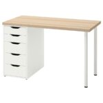 Lagkapten/Alex Desk, 120x60 cm, Durable and Easy to Care For, White Stained Oak Effect/White - Home and Computer Desks, Tables,  Environment Friendly