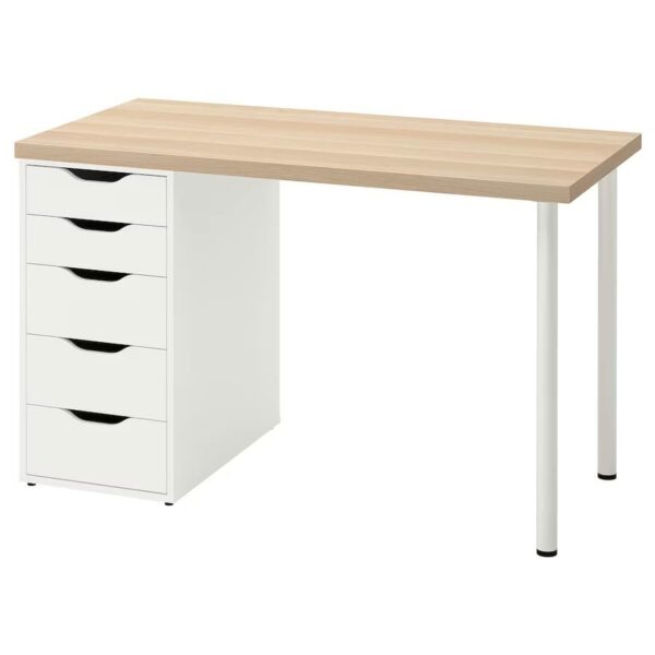 Lagkapten/Alex Desk, 120x60 cm, Durable and Easy to Care For, White Stained Oak Effect/White - Home and Computer Desks, Tables,  Environment Friendly