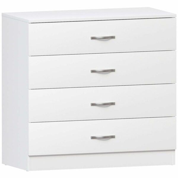 Vida Designs Riano 4 Drawer Chest of Drawers, Metal Handles, Runners, Anti-Bowing Drawer Support, Bedroom, Nursery Furniture, White