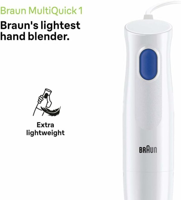 Braun MultiQuick 1 Hand Mixer MQ10.001P, Lightweight Mixer with EasyTwist Technology, One Speed, 450W, White