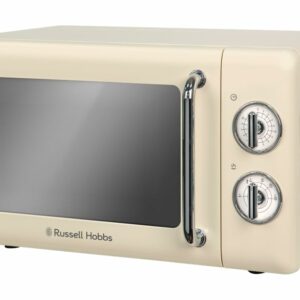 Russell Hobbs RHRETMM705C 17 L 700 W Cream Compact Retro Solo Manual Microwave with 5 Power Levels, Timer, Defrost Setting, Easy Clean
