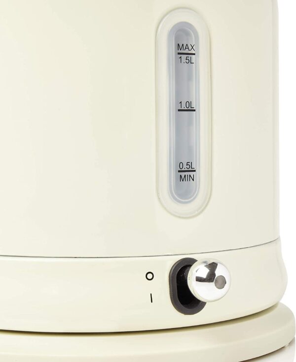 Haden Highclere Cream Kettle - 3000W Fast Boil Stainless Steel Cordless, 360 Base, Cup Markings - 1.7L Retro Design Perfect for Any Kitchen