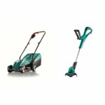 Bosch Rotak 32R Electric Rotary Lawnmower with 32 cm Cutting Width & Bosch ART 24 Electric Grass Trimmer, Cutting Diameter 24 cm