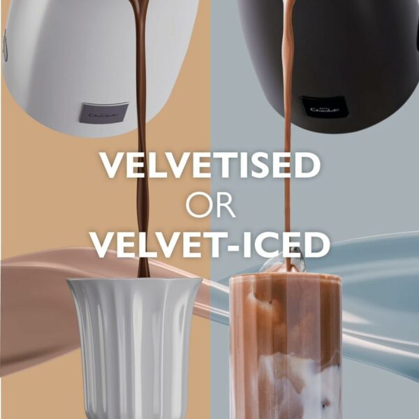 Hotel Chocolat Velvetiser - In-Home Hot Chocolate Machine - Barista-Grade Hot Chocolate Maker - Charcoal Edition - Complete Starter Kit - 2 Ceramic Podcups & 10 Single-Serve Sachets