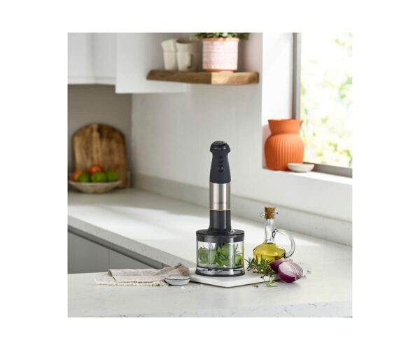Kenwood Triblade XL Hand Blender, Mixer with Anti-Splash, Chopper 500ml, Metal Whisk and Masher Attachment and BPA-Free Plastic Beaker, HBM60.307GY, Dishwasher Safe, 1000W, Grey