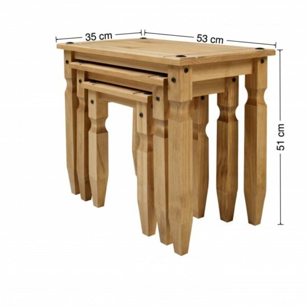 Mercers Furniture Corona Piccolo Nest of 3 Tables - Antique Wax Pine (brown)