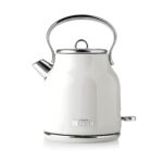 Haden Heritage White Kettle – 1.7L Stylish Retro Stainless Steel Kettle with Rapid Boil Technology, Cordless Design, Perfect for Tea, Coffee, and Everyday Kitchen Use