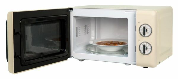 Russell Hobbs RHRETMM705C 17 L 700 W Cream Compact Retro Solo Manual Microwave with 5 Power Levels, Timer, Defrost Setting, Easy Clean