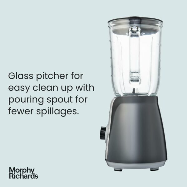 Morphy Richards Total Control Glass Jug Blender with Ice Crusher Blades, 5 Speed Settings, Pulse Control, 600 W, 1.5 litres, Grey, 403010
