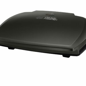 George Foreman Large Electric Grill [Non stick, Healthy, Griddle, Toastie, Hot plate, Panini, BBQ, Energy saving, Vertical storage, Easy clean, Drip tray, Ready to cook light] Black, 2400W 23440