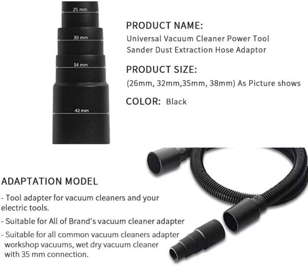 3 Pcs Universal Vacuum Adapter,Vacuum Clearner Adapter for Power Tools,Sander Dust Extraction Hose Adaptor for Makita Random Orbital Sander, Jigsaw, Circular Saw Reducer (26.5mm,32.5mm,34.5mm,40.5mm)