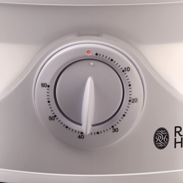 Russell Hobbs 3 Tier Electric Food Steamer, 9L, Dishwasher safe BPA free baskets, Stackable baskets, 1L Rice bowl inc, 60 min timer, Steams in 40 seconds, Healthy eating, Energy saving, 800W, 21140