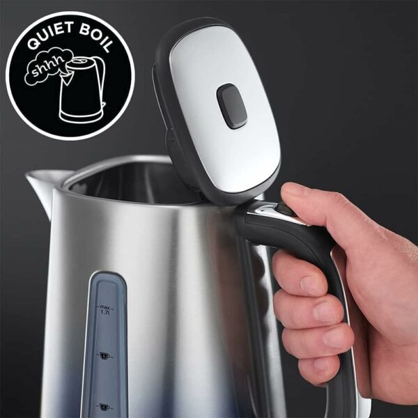 Russell Hobbs Eclipse Stainless Steel & Midnight Blue Ombre 1.7L Electric Cordless Kettle (Quiet & Fast Boil 3KW, Removable washable anti-scale filter, Easy push button lid, Perfect pour spout) 25111