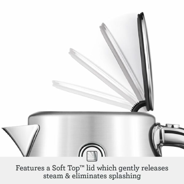 Sage - The Soft Top Luxe Quiet Electric Kettle - Fast Boil - 1.7L Cordless Kettle, Brushed Stainless Steel