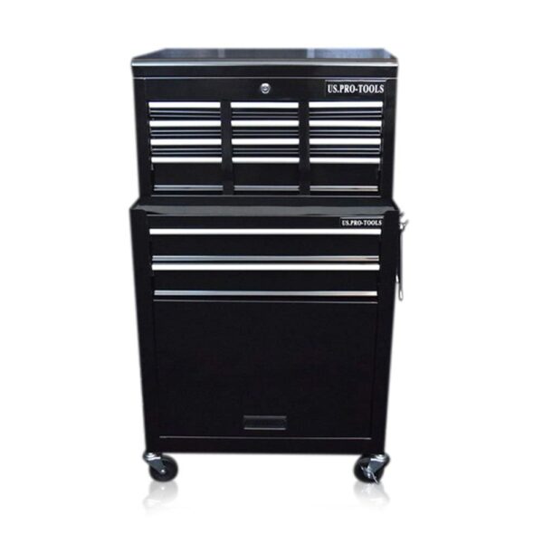 Us Pro Tools Tool Chest Tool Box Roller Cabinet Gloss Black With Drawer Dividers