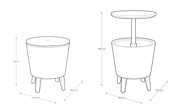Keter Cool Bar Plastic Outdoor Ice Cooler Table Garden Furniture - white/brown