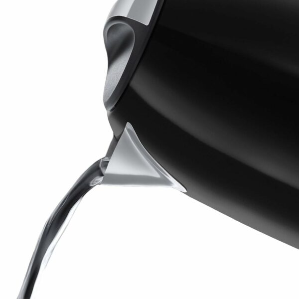 Russell Hobbs Black Stainless Steel 1.7L Cordless Electric Kettle with black handle (Fast Boil 3KW, Removable washable anti-scale filter, Pull to open hinged lid, Perfect pour spout) 20413