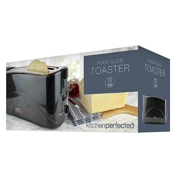 KitchenPerfected 4 Slice Long Slot Toaster - Black - E2112BK