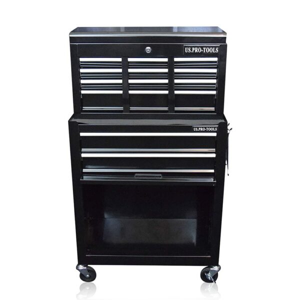 Us Pro Tools Tool Chest Tool Box Roller Cabinet Gloss Black With Drawer Dividers