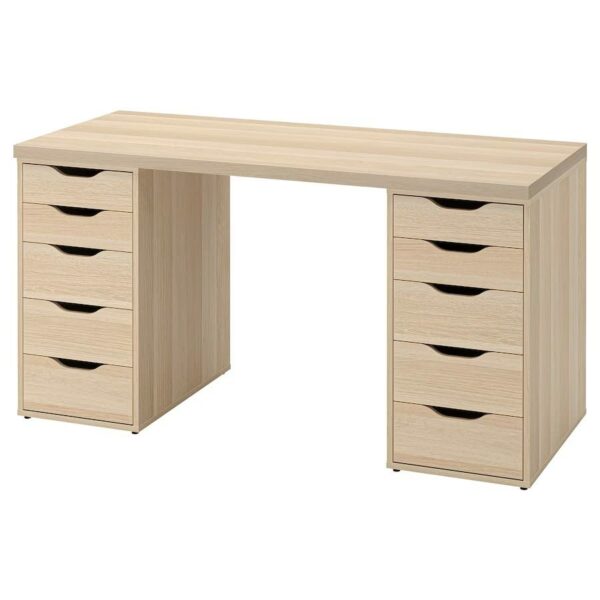 Lagkapten/Alex Desk,140x60 cm, durable and easy to care for. Desks for home. Desks computer desks. Tables desks. (White stained oak effect)