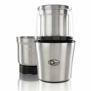 Quest 34170 Electric Wet and Dry Grinder / One Touch Operation / Coffee, Spices, Nuts, Fruit, Vegetables, Sauces, Salsa, Dips / 80g Capacity / 2 x Interchangeable Stainless Steel Blades
