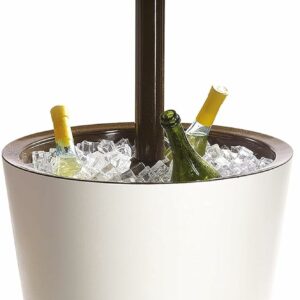Keter Cool Bar Plastic Outdoor Ice Cooler Table Garden Furniture - white/brown