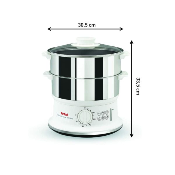 Tefal VC1451 Steam Cooker, 2 Stainless Steel Containers, 6 L Capacity, 24 cm Diameter, Timer and Automatic Shut-off, 900 W