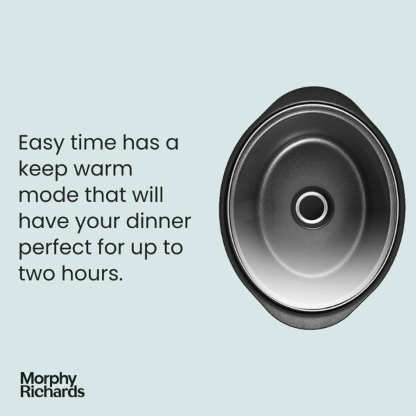 Morphy Richards 6.5L Easy Time Slow Cooker, Automatic Heat Settings, Keep Warm Mode, Hob Proof, Countdown Indicator, Dishwasher Safe Pot, Matte Black, 461021