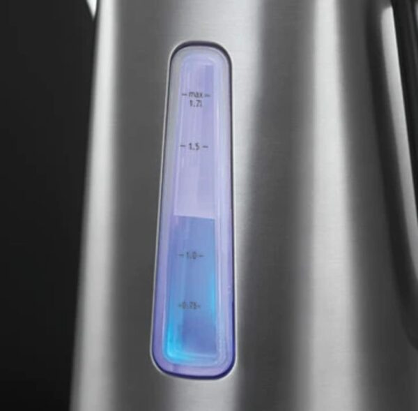 Russell Hobbs Luna Grey Stainless Steel 1.7L Cordless Electric Kettle (Quiet & Fast Boil 3KW, Removable washable anti-scale filter, Easy push button lid, Perfect pour spout) 23211