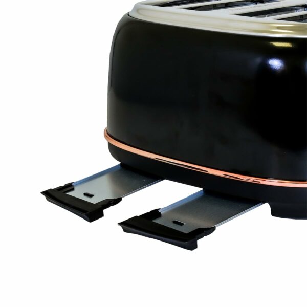 Charles Bentley 1.7L Kettle & 4 Slice Toaster Set Black & Rose Gold Fast Boil 360 Swivel Base 6 Setting Removable Water Filter