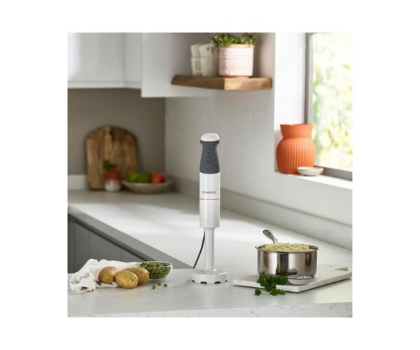 Kenwood Triblade Hand Blender, Mixer with Anti-Splash, Masher Attachment and BPA-Free Plastic Beaker, HBM40.004WH, Dishwasher Safe, 850W, White