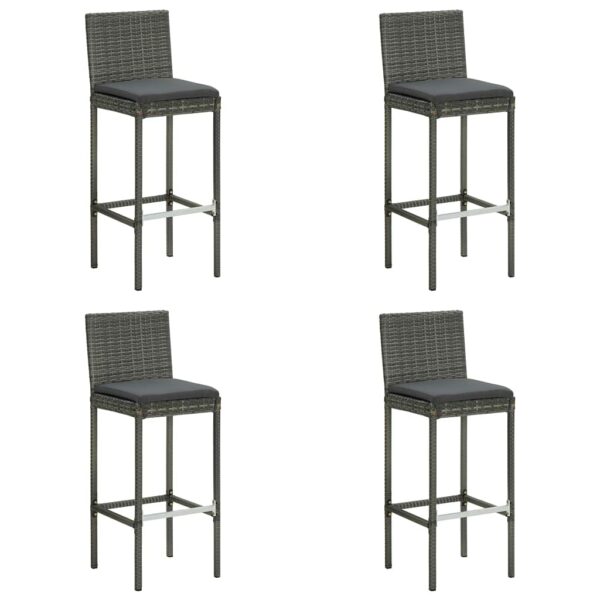 vidaXL Garden Bar Set 5 Piece with Cushions Outdoor Patio Terrace Furniture Dining Table and Chair Seat Bistro Set Poly Rattan Grey