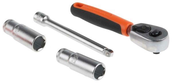Bahco SL25L Socket Mechanical Set, Metric ,Black/Red,1/4" Dynamic Drive, 37 Pieces